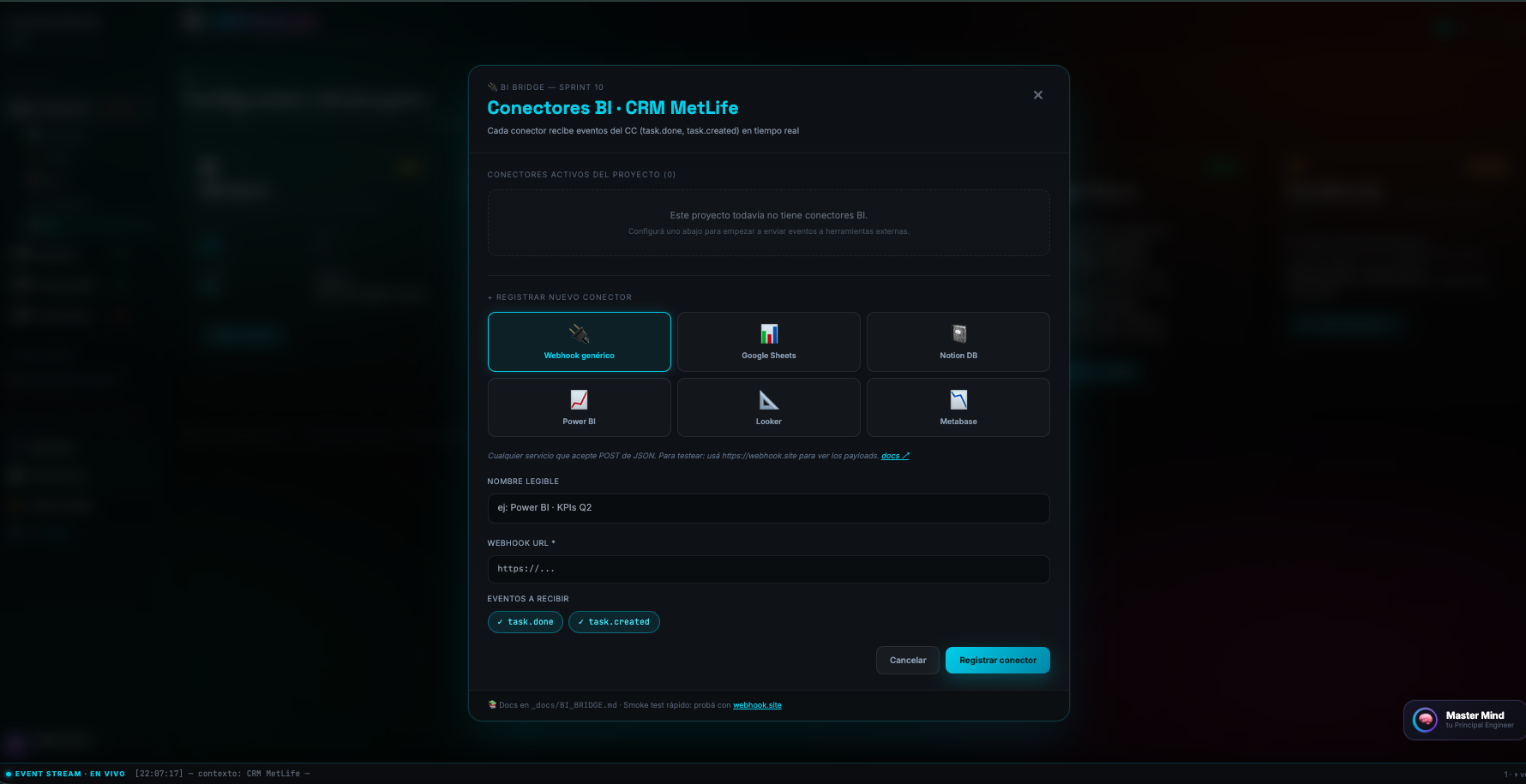 BI Bridge — controlled, event-based connectors to external tools